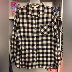 Old Navy Black and White Plaid Tunic Shirt